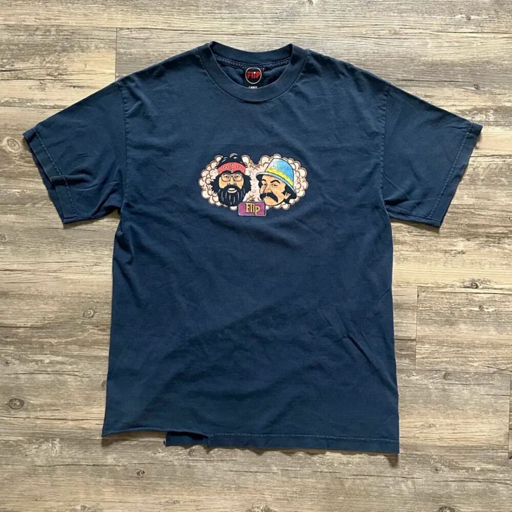 Vintage 90s Flip Skateboard X Cheech & Chong T-Shirt Size Large